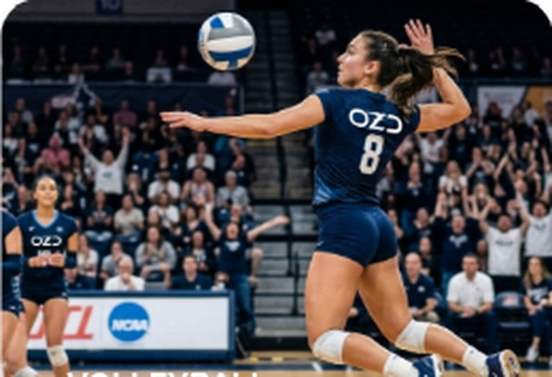 Custom volleyball uniform in play