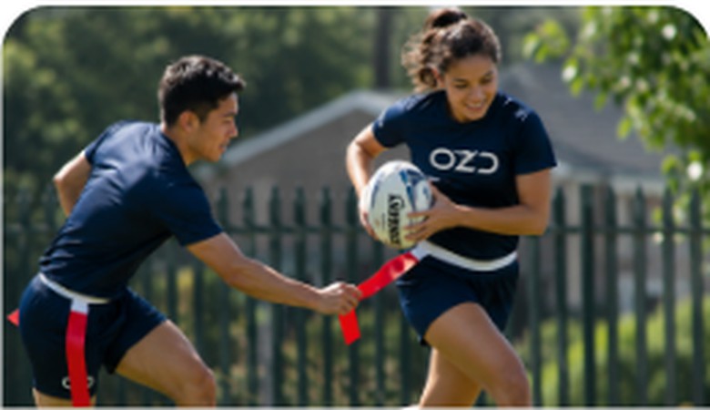 Touch and tag rugby players in custom kit